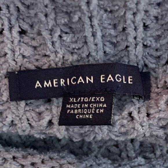 American Eagle Sweater Funnel Neck Waffle Knit Blue Gray Women's XL - Picture 6 of 6